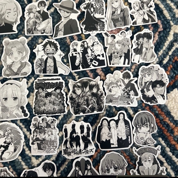 Kawaii Japanese Anime Sticker Set of 50 pcs Black and White - Picture 6 of 6